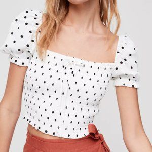 Wilfred Smocked Polka Dot Blouse